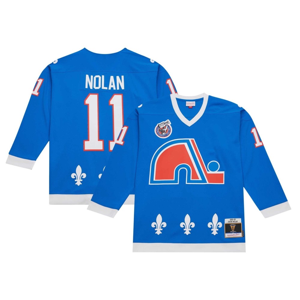 Mitchell & Ness Quebec Nordiques Owen Nolan 1992-93 Vintage Hockey Jersey Blue S